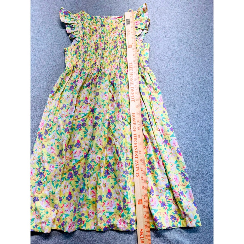 Penelope Mack Girls Size 12 Yellow Floral Smocked Dress Flutter Sleeve‎ Summer - Picture 8 of 10